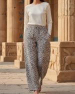 شلوار پلنگی جین گرم بالا وارداتی زنانه و دخترانه کد 6597 - Image 3