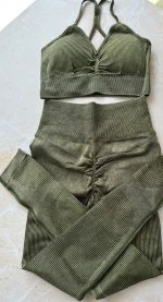 ست دو تیکه اسپورت حرفه ای دخترانه و زنانه لگ و نیمتنه کبریتی کد 7389 - Image 5