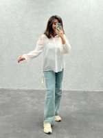 شومیز سرشونه  باز دخترانه و زنانه کد 7430 - Image 3