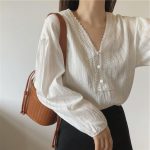 شومیز یقه گیپوری دخترانه و زنانه کد7431 - Image 3
