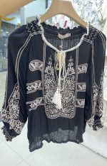شومیز طرح دار زنانه نخی با کیفیت بالا و تضمینی کد 7411 - Image 2