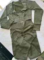 ست دو تیکه اسپورت حرفه ای دخترانه و زنانه لگ و نیمتنه کبریتی کد 7707 - Image 2