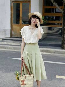 شومیز یقه توری طرح خامه دزی دخترانه و زنانه کد 7941 - Image 2