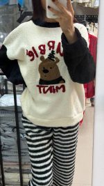 ست دوتیکه راحتی بلوز و شلوار حوله ای دخترانه و زنانه کد 8966