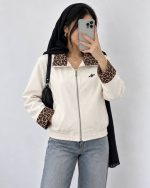 بامبر یقه دار پلنگی دخترانه و زنانه کد 9718L - تصویر 4
