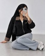 بامبر یقه دار پلنگی دخترانه و زنانه کد 9718L - تصویر 5