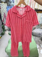 ست دو تیکه راحتی بلوزجلو دکمه و شلوار نخ پنبه وارداتی دخترانه و زنانه کد 9751 - تصویر 3
