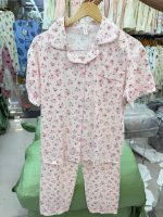 ست دو تیکه راحتی بلوزجلو دکمه و شلوار نخ پنبه وارداتی دخترانه و زنانه کد 9758 - تصویر 2