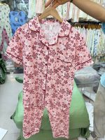 ست دو تیکه راحتی بلوزجلو دکمه و شلوار نخ پنبه وارداتی دخترانه و زنانه کد 9760