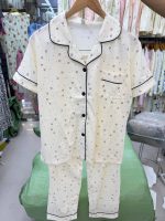 ست دو تیکه راحتی بلوزجلو دکمه و شلوار نخ پنبه وارداتی دخترانه و زنانه کد 9763