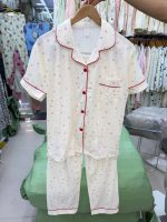 ست دو تیکه راحتی بلوزجلو دکمه و شلوار نخ پنبه وارداتی دخترانه و زنانه کد 9763 - تصویر 2