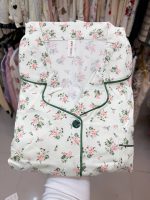 ست دو تیکه راحتی بلوزجلو دکمه و شلوار نخ پنبه وارداتی دخترانه و زنانه کد 9770 - تصویر 3